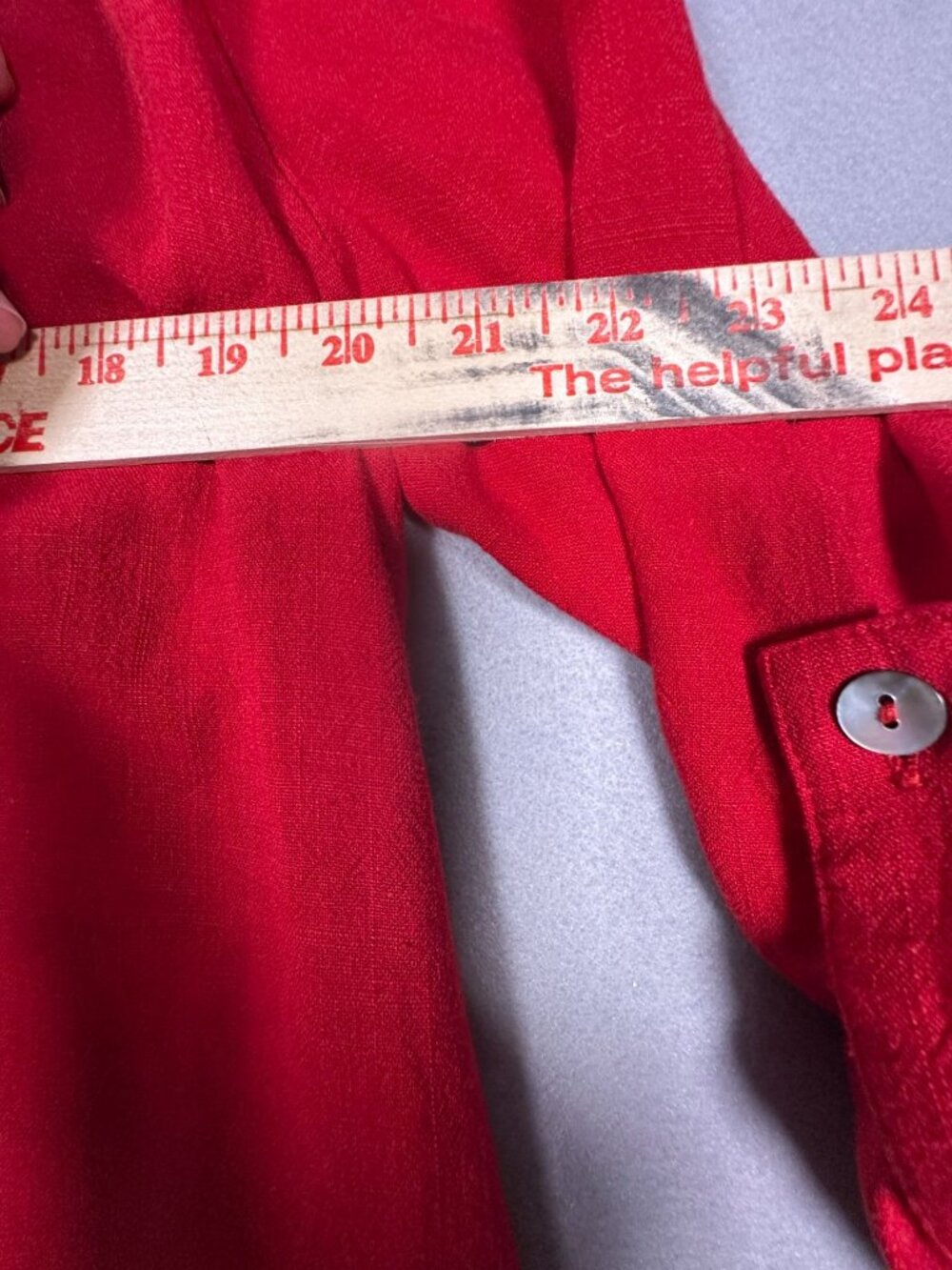 White Birch Womens Frayed Hem Tunic Dress Button Tab Sleeves Red Medium - Picture 7 of 7